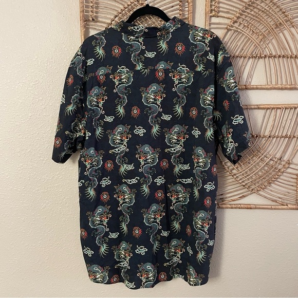 RVCA Neon Dragon Button Up Shirt Asian Artsy B18  Men's Sz XXL NWT B18 - Picture 2 of 13